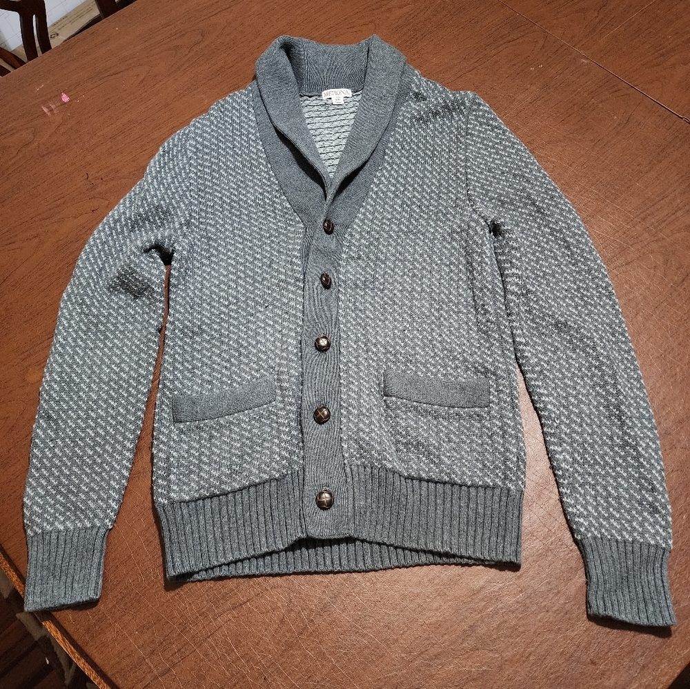 Merona Men's Textured Gray Cardigan Sweater - Picture 4 of 8